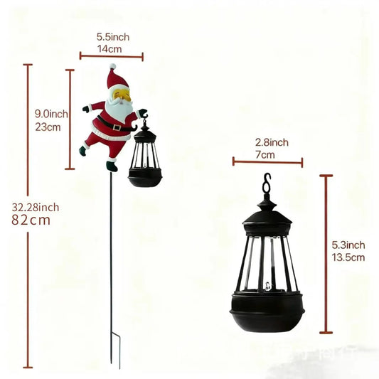 Colorful lights Solar Powered Christmas Garden Stake - Metal Santa with Watering Can & Multi-Colour LED Waterfall - 82cm Outdoor Yard Decoration - Image 2
