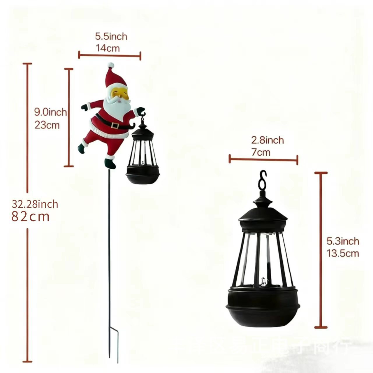 Warm white light Solar Powered Christmas Garden Stake - Metal Santa with Watering Can &  LED Waterfall - 82cm Outdoor Yard Decoration - Image 2