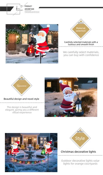Warm white light Solar Powered Christmas Garden Stake - Metal Santa with Watering Can &  LED Waterfall - 82cm Outdoor Yard Decoration - Image 3