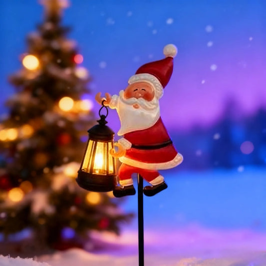 Warm white light Solar Powered Christmas Garden Stake - Metal Santa Claus with Glowing Lantern - Warm White LED Outdoor Decoration - 82cm Height - Image 2