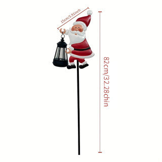 Warm white light Solar Powered Christmas Garden Stake - Metal Santa Claus with Glowing Lantern - Warm White LED Outdoor Decoration - 82cm Height - Image 3