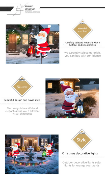 Warm white light Solar Powered Christmas Garden Stake - Metal Santa Claus with Glowing Lantern - Warm White LED Outdoor Decoration - 82cm Height - Image 4