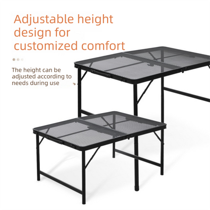 Portable Folding Camping Table 60x40cm - Adjustable Height Heat Resistant Mesh Top - Lightweight Aluminum Outdoor BBQ & Picnic Stand - Image 2
