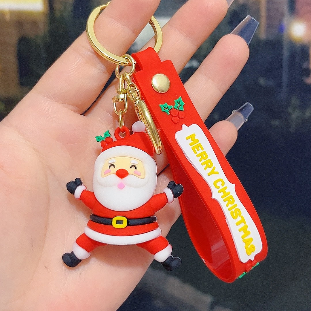 6PCS Christmas Silicone Keychain Cute Santa Snowman Bag Charm Festive Keyring for Kris Kringle Gifts - Image 3