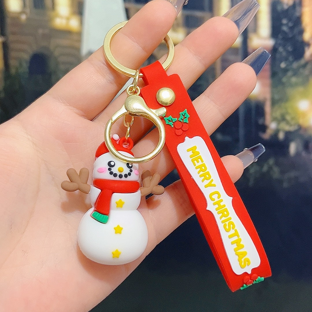 6PCS Christmas Silicone Keychain Cute Santa Snowman Bag Charm Festive Keyring for Kris Kringle Gifts - Image 5