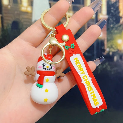 6PCS Christmas Silicone Keychain Cute Santa Snowman Bag Charm Festive Keyring for Kris Kringle Gifts - Image 5
