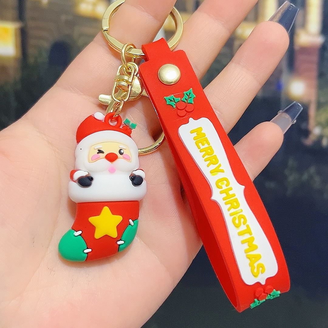 6PCS Christmas Silicone Keychain Cute Santa Snowman Bag Charm Festive Keyring for Kris Kringle Gifts - Image 7