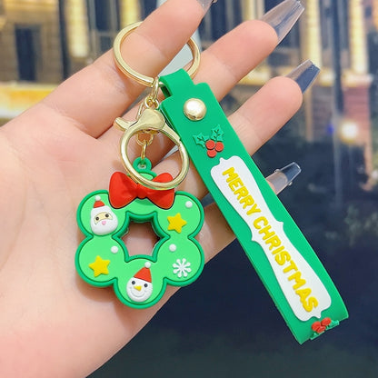 5 PCS Christmas Silicone Keychain Cute 3D Reindeer Penguin Tree Designs Bag Charm Keyring  - Image 2