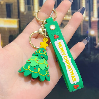5 PCS Christmas Silicone Keychain Cute 3D Reindeer Penguin Tree Designs Bag Charm Keyring  - Image 3