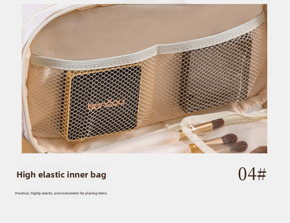 Black Large Capacity PU Leather Makeup Bag Dual Zipper Cosmetic Case Waterproof Travel Toiletry Organiser with Brush Compartment - Image 7