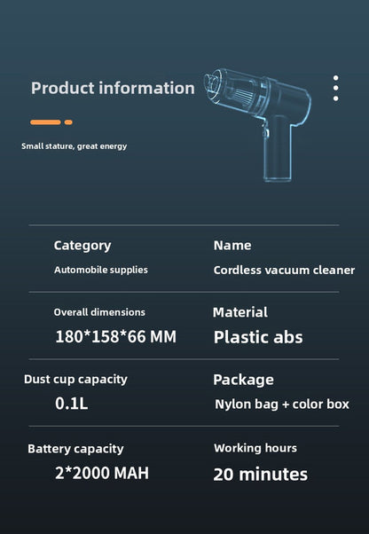 Cordless Handheld Car Vacuum Cleaner 2-in-1 Air Duster Blower 120W High Power Portable Mini Detailer for Auto Home Office Morant Blue - Image 5