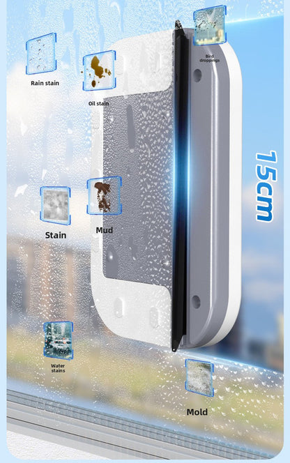 Magnetic Double Sided Window Cleaner for 15-26mm Double Glazed Glass High Rise Safety Wiper Tool White - Image 5