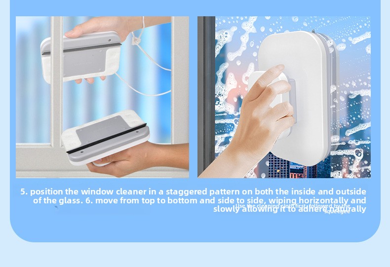 Magnetic Double Sided Window Cleaner for 18-30mm Double Glazed Glass High Rise Safety Wiper Tool White - Image 9