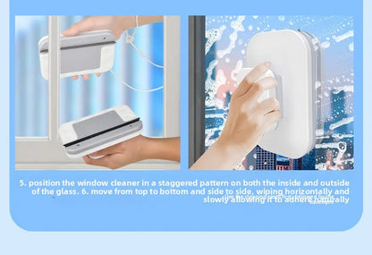 Magnetic Double Sided Window Cleaner for 18-30mm Double Glazed Glass High Rise Safety Wiper Tool White - Image 9