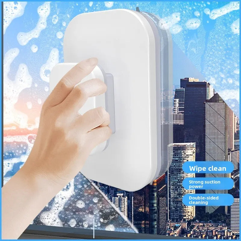 Magnetic Double Sided Window Cleaner for 20-35mm Double Glazed Glass High Rise Safety Wiper Tool White - Image 2