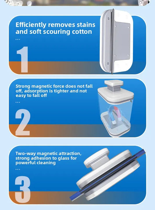 Magnetic Double Sided Window Cleaner for 20-35mm Double Glazed Glass High Rise Safety Wiper Tool White - Image 4