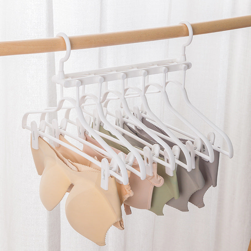 2-SET Space-Saving 6-in-1 Foldable Hanger Set Multi-Functional Closet Organizer Clothes Drying Rack with Pant Clips (White & White Clip Upgrade Edition) Ideal for Homes and Dorm Rooms - Image 3