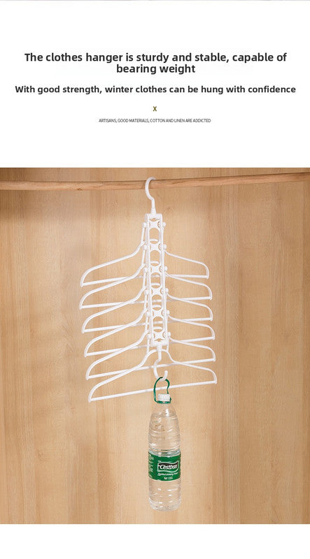 2-SET Space-Saving 6-in-1 Foldable Hanger Set Multi-Functional Closet Organizer Clothes Drying Rack with Pant Clips (White & White Clip Upgrade Edition) Ideal for Homes and Dorm Rooms - Image 6