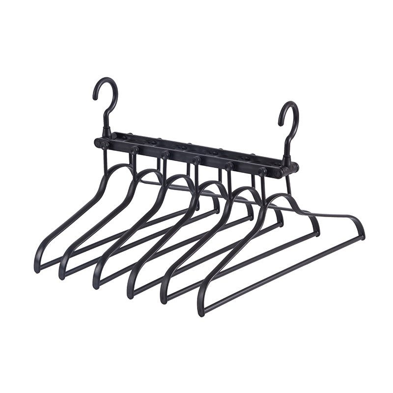 2-SET Space-Saving 6-in-1 Foldable Hanger Set Multi-Functional Closet Organizer Clothes Drying Rack with Pant Clips (Black & Black Clip Upgrade Edition) Ideal for Homes and Dorm Rooms - Image 2