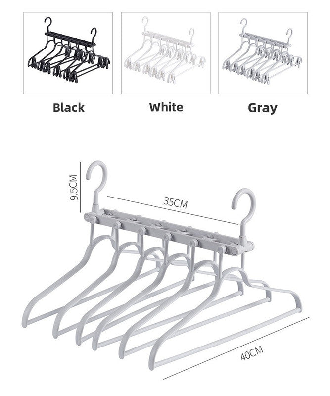 2-SET Space-Saving 6-in-1 Foldable Hanger Set Multi-Functional Closet Organizer Clothes Drying Rack with Pant Clips (Black & Black Clip Upgrade Edition) Ideal for Homes and Dorm Rooms - Image 4