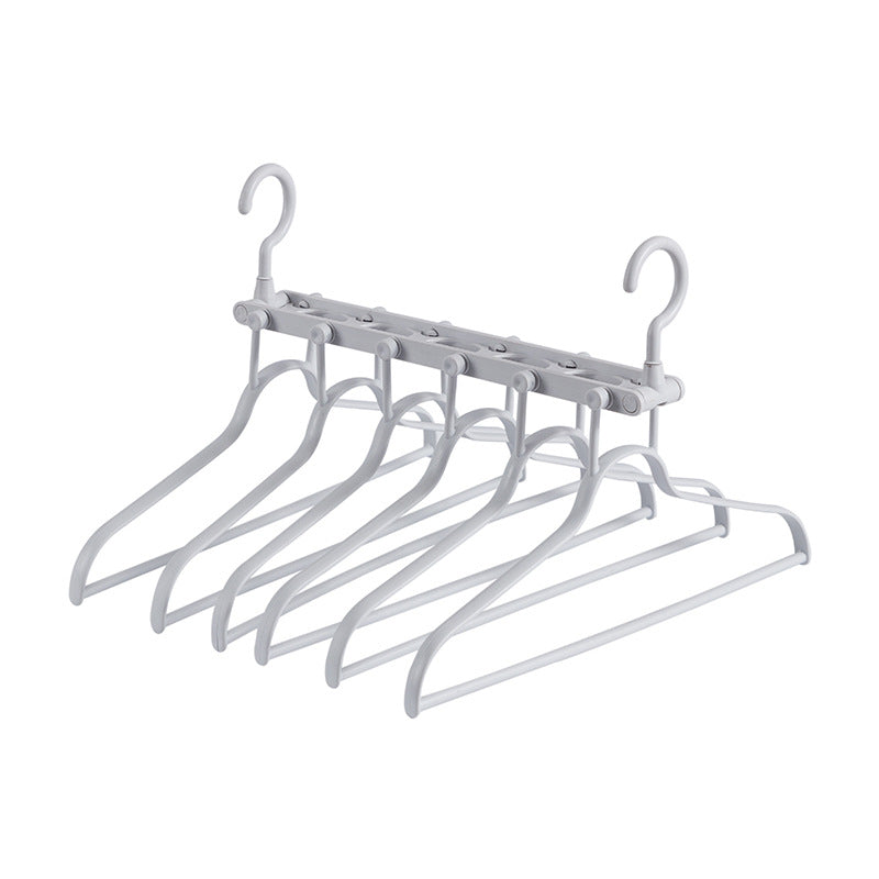 2-SET Space-Saving 6-in-1 Foldable Hanger Set Multi-Functional Closet Organizer Clothes Drying Rack with Pant Clips (Gray & Gray Clip Upgrade Edition) Ideal for Homes and Dorm Rooms - Image 2
