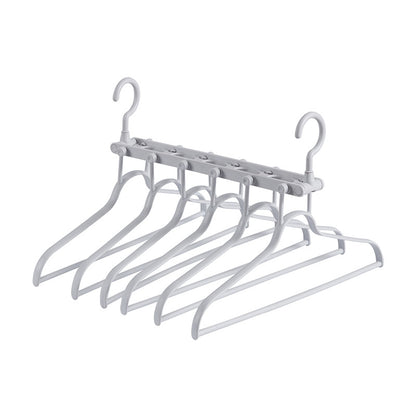 2-SET Space-Saving 6-in-1 Foldable Hanger Set Multi-Functional Closet Organizer Clothes Drying Rack with Pant Clips (Gray & Gray Clip Upgrade Edition) Ideal for Homes and Dorm Rooms - Image 2