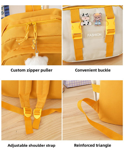 5 Piece Aesthetic School Backpack Set Blue Oxford Fabric Fits 14 Inch Laptop  - Image 5
