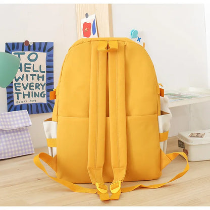 5 Piece Aesthetic School Backpack Set Black Oxford Fabric Fits 14 Inch Laptop  - Image 4