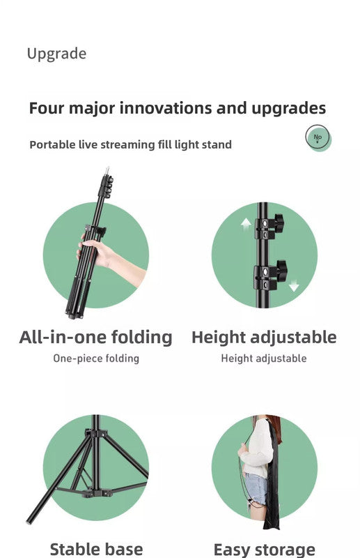 2.4m Black Tripod Stand with Phone Holder Adjustable Floor Stand for Live Streaming Vlogging Overhead Video Recording Makeup Kit with Carry Bag - Image 4
