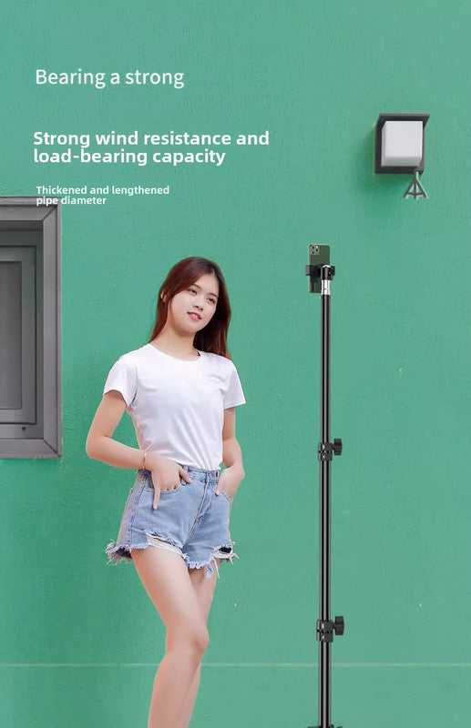 2.4m Black Tripod Stand with Phone Holder Adjustable Floor Stand for Live Streaming Vlogging Overhead Video Recording Makeup Kit with Carry Bag - Image 5