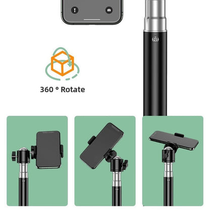 2.4m Black Tripod Stand with Phone Holder Adjustable Floor Stand for Live Streaming Vlogging Overhead Video Recording Makeup Kit with Carry Bag - Image 8