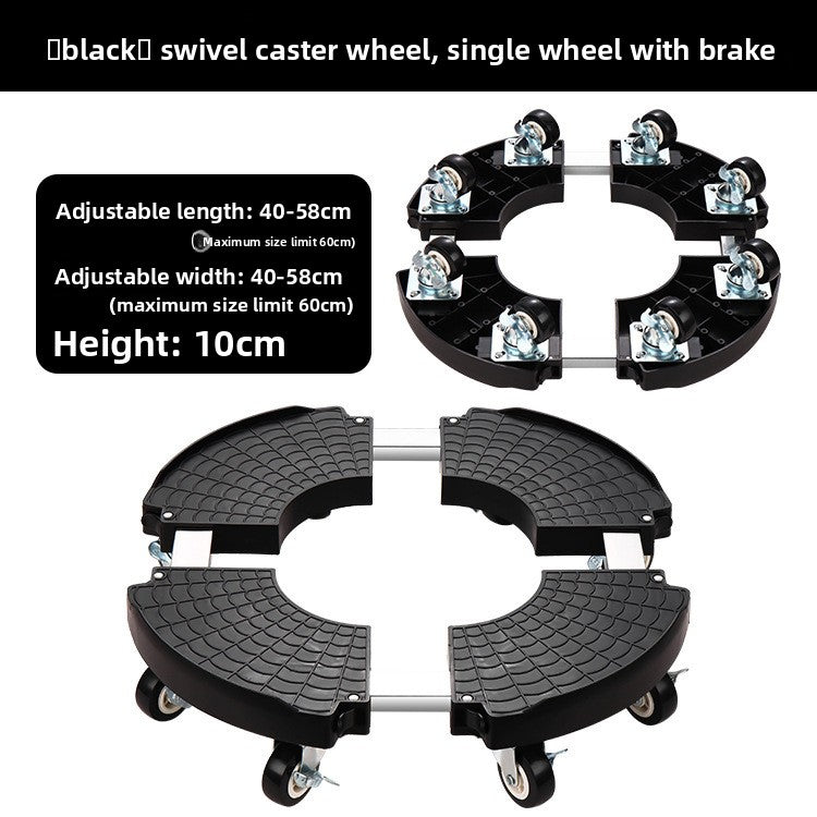 Black Round Adjustable Plant Pot Caddy Stand with Wheels Heavy Duty Rolling Gas Cylinder Tray Dolly for Indoor Outdoor Patio  - Image 2