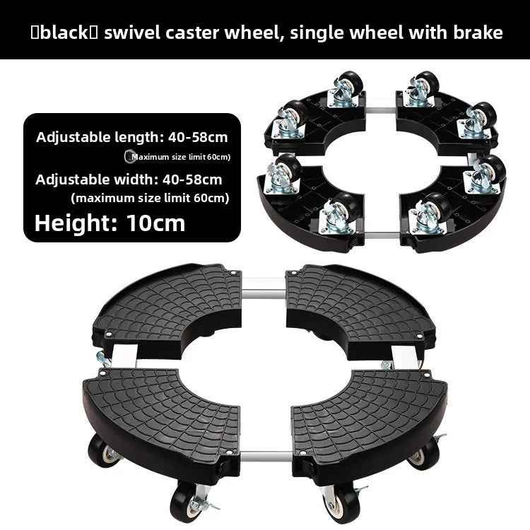 Black Round Adjustable Plant Pot Caddy Stand with Wheels Heavy Duty Rolling Gas Cylinder Tray Dolly for Indoor Outdoor Patio  - Image 2