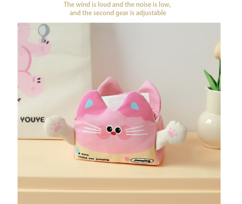 2 Pack Cute Desk Organiser Set Yellow Resin Cloud Pen Holder and Pink Plush Cat Tissue Box Cover for Home Office and Car Decor - Image 3