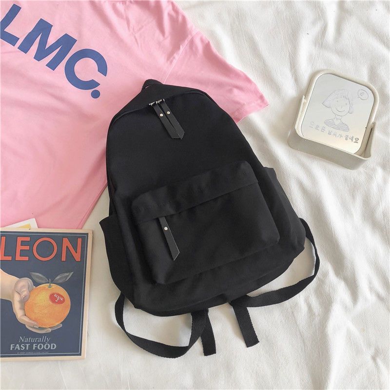 Aesthetic Black School Backpack with Cute Bear Plushie and Pin Large Capacity Nylon Laptop Daypack for High School and Uni Students - Image 2