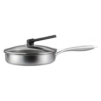 Stainless Steel Non-Stick Frying Pan 26CM Honeycomb Wok Skillet with Lid Induction Compatible Cookware Silver