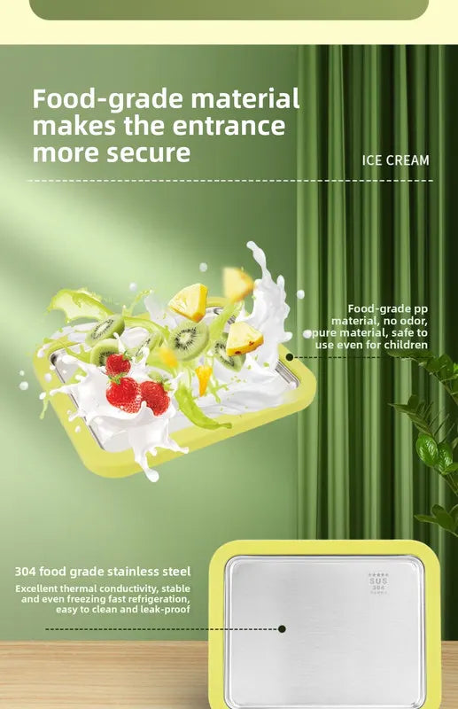 White DIY Rolled Ice Cream Maker Pan Instant Frozen Yoghurt & Sorbet Tray 304 Stainless Steel No Electricity Required with Spatulas  - Image 7
