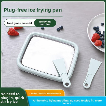White DIY Rolled Ice Cream Maker Pan Instant Frozen Yoghurt & Sorbet Tray 304 Stainless Steel No Electricity Required with Spatulas  - Image 9