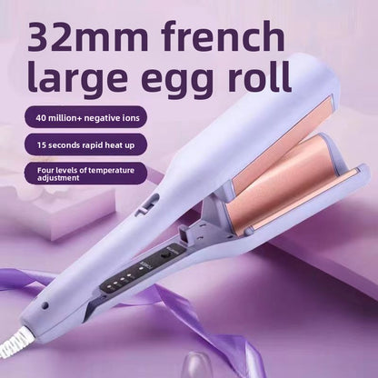32mm French Style Hair Waver Curler Mermaid Waves Iron V-Shape Barrel Negative Ion Fast Heating Styling Tool Pink AU Plug - Image 3