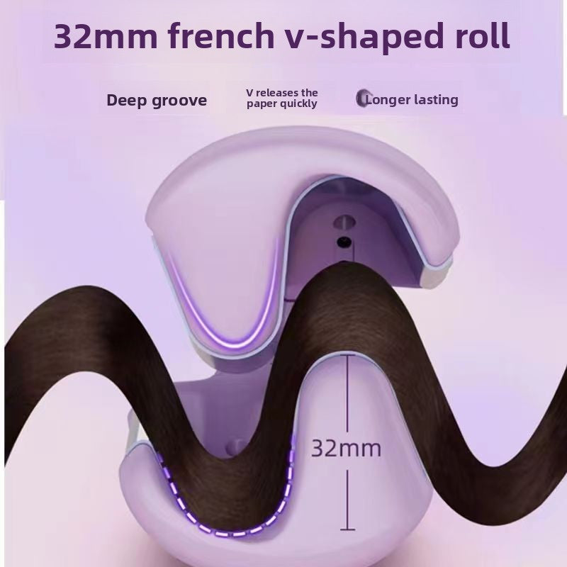 32mm French Style Hair Waver Curler Mermaid Waves Iron V-Shape Barrel Negative Ion Fast Heating Styling Tool Pink AU Plug - Image 4
