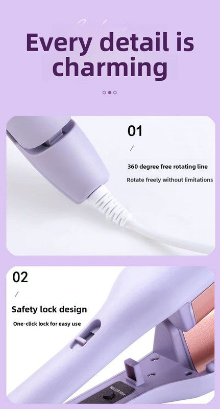 32mm French Style Hair Waver Curler Mermaid Waves Iron V-Shape Barrel Negative Ion Fast Heating Styling Tool Pink AU Plug - Image 6