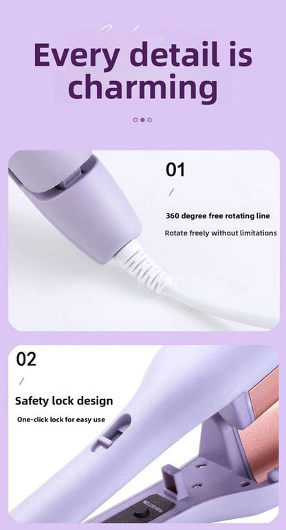 32mm French Style Hair Waver Curler Mermaid Waves Iron V-Shape Barrel Negative Ion Fast Heating Styling Tool Pink AU Plug - Image 6