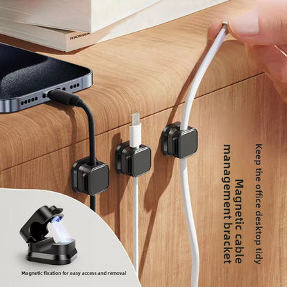 Black 6-Pack Magnetic Cable Organiser Clips Desktop Cord Management for Phone Charger USB Cable Holder - Image 6