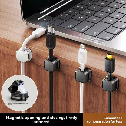 White 6-Pack Magnetic Cable Organiser Clips Desktop Cord Management for Phone Charger USB Cable Holder - Image 5