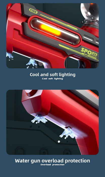 2-in-1 Electric Water Gun Automatic Squirt Blaster Set Detachable Mini Pistol High Capacity Summer Pool Toy Red Grey - Image 4