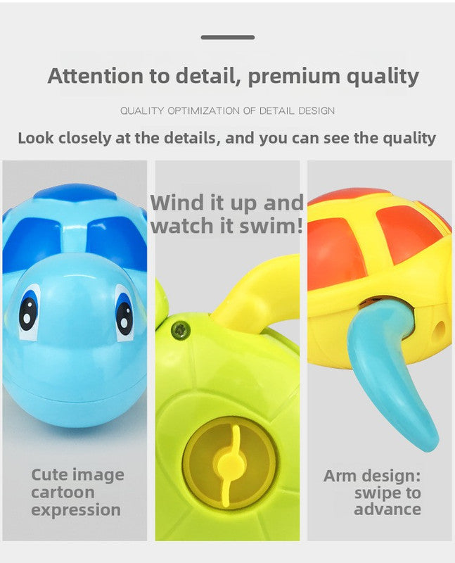 Three-Piece Wind-Up Swimming Turtle Bath Toy Set (Yellow, Green, and Blue Colors), Adorable Floating Turtle Combo, Fun Water Play Toy, Ideal Gift for Infants and Toddlers - Image 5
