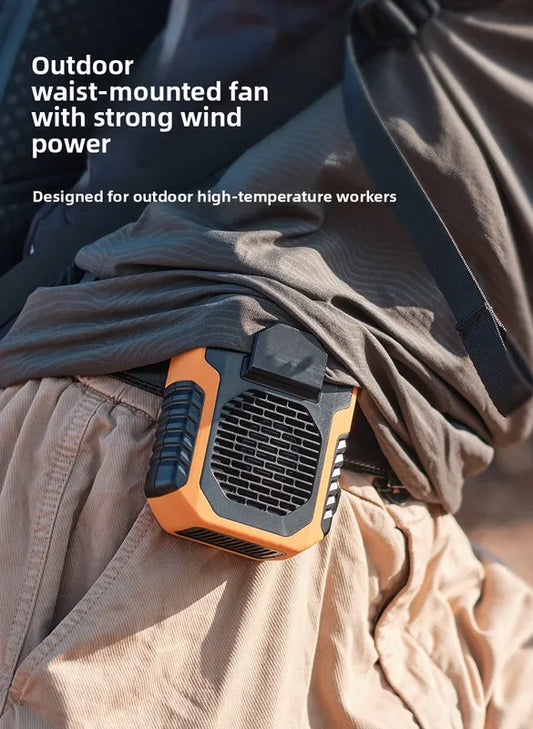 Portable Waist Clip Fan 6000mAh Rechargeable Personal Air Conditioner with Power Bank Function Heavy Duty Wearable Belt Fan for Tradies Camping and Outdoor Work Orange - Image 7