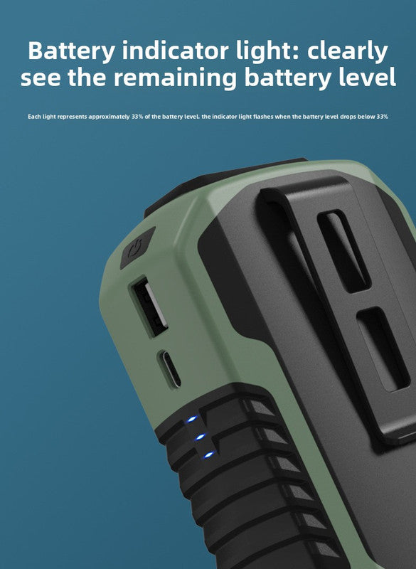 Portable Waist Clip Fan 6000mAh Rechargeable Personal Air Conditioner with Power Bank Function Heavy Duty Wearable Belt Fan for Tradies Camping and Outdoor Work Green - Image 4