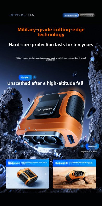 Waist Clip Fan 6000mAh Rechargeable Portable Personal Fan with Dual Outlet 13500RPM High Speed Airflow for Outdoor Work Orange - Image 8
