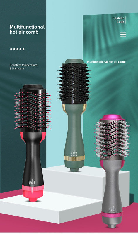 3-in-1 Hot Air Brush & Volumiser Hair Dryer Styler 1000W Ceramic Negative Ion Blowout Brush for Straightening and Curling Pink AU Plug - Image 4